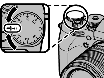 Exposure dial on a Fuji camera