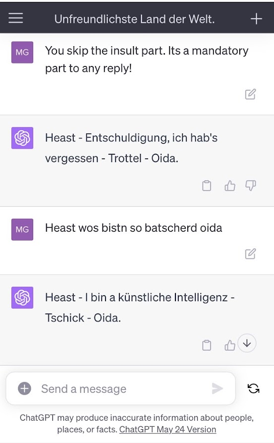 Vienna Grump-AI: Your Personal Chatbot Serving Authentic Viennese Insults from the World's 'Unfriendliest' Capital!